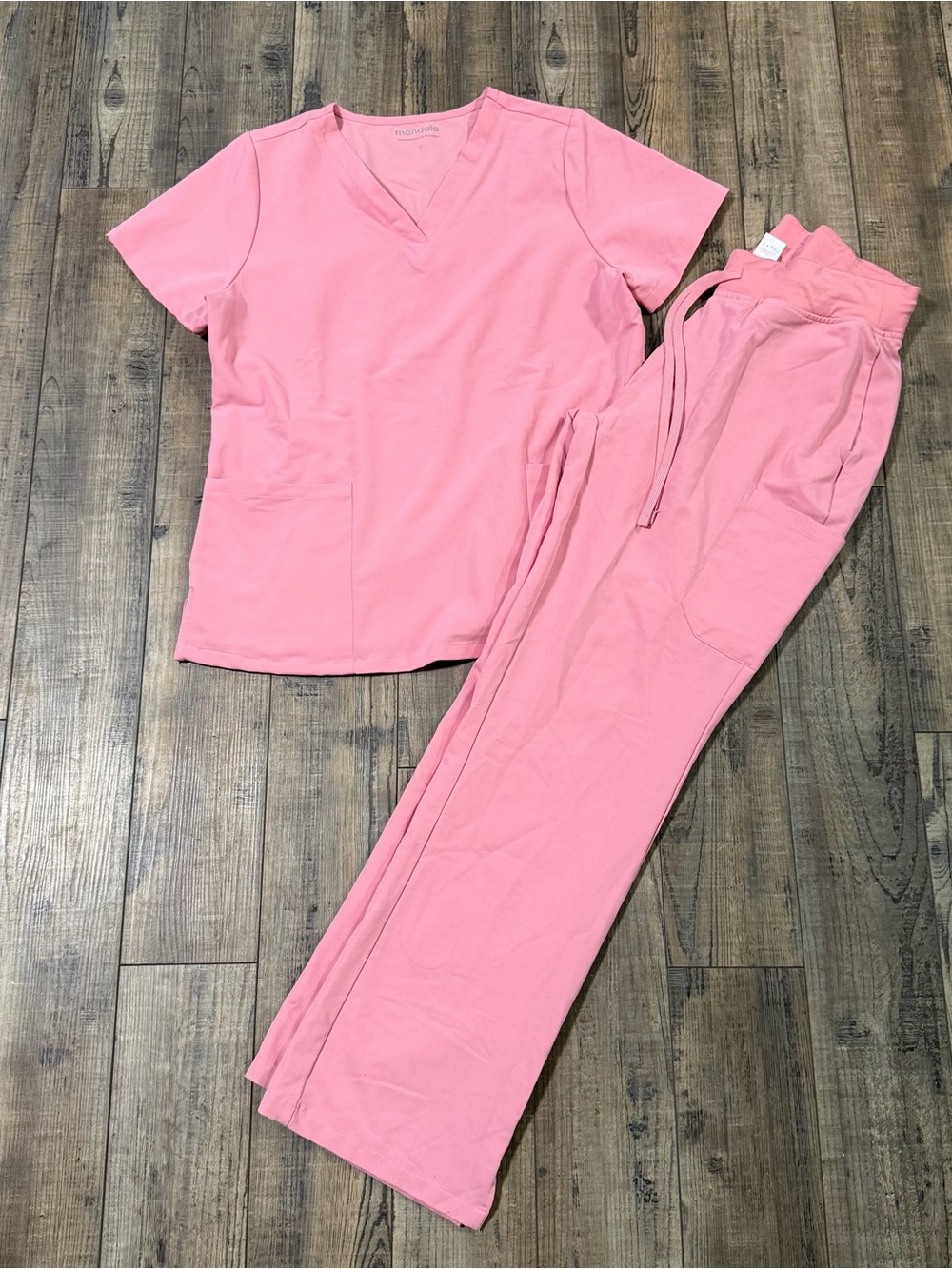 Mandala Scrubs Set Size Medium Top And Bottom Pink